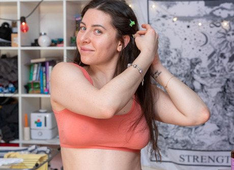 Adorable amateur Ally D getting undressed and toying pussy - 5 of 12