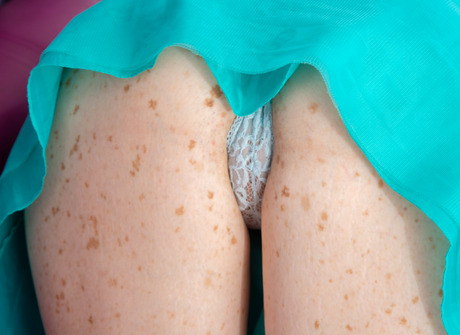 Freckled pale skin beauty Elysa undressing and posing nude - 3 of 16