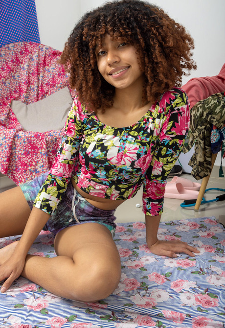 Fit teen babe Ayla exposing tight naked body and stretching