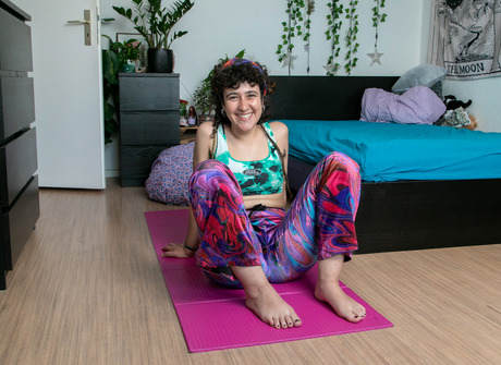 Natural hairy amateur Sophia B flashing pussy outdoors and teasing