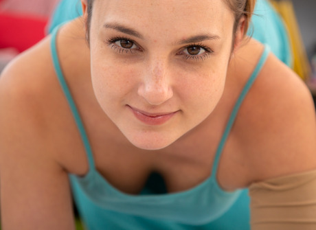 Teen Ophelia looking cute teasing in panties and fingering pussy - 3 of 16