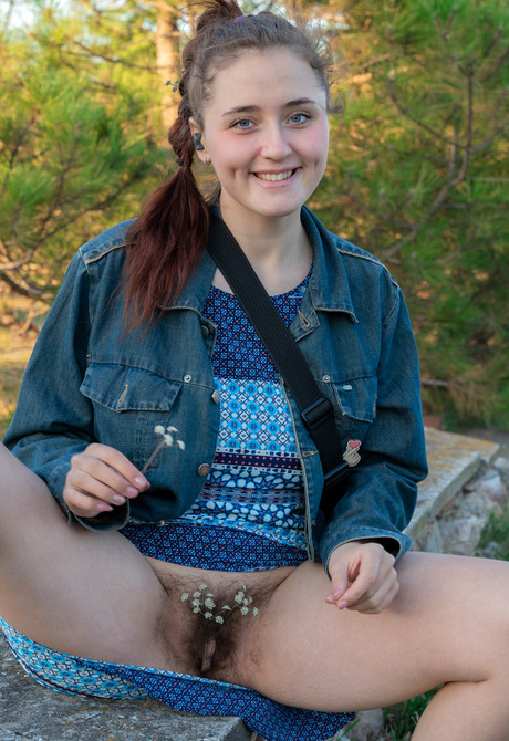 Curvy cute amateur Elza showing hairy pussy in sexy upskirt photos - 15 of 16