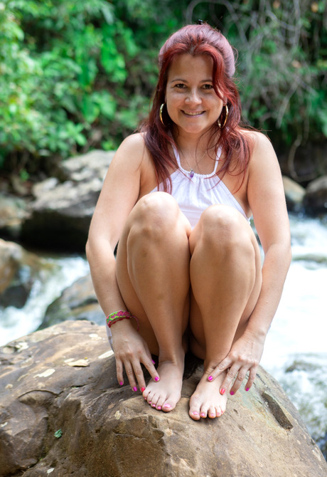 Cute redhead amateur teasing in sexy upskirts outdoors - 10 of 12