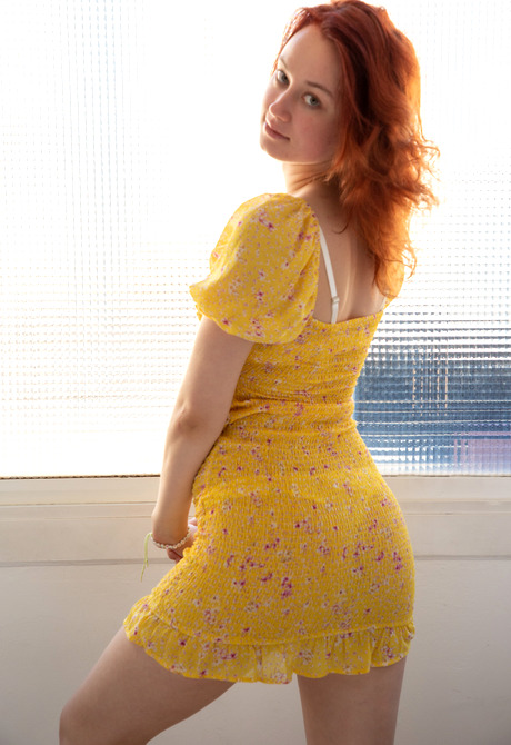 Cute redhead teen Sheryl sharing perky tits and tight pussy